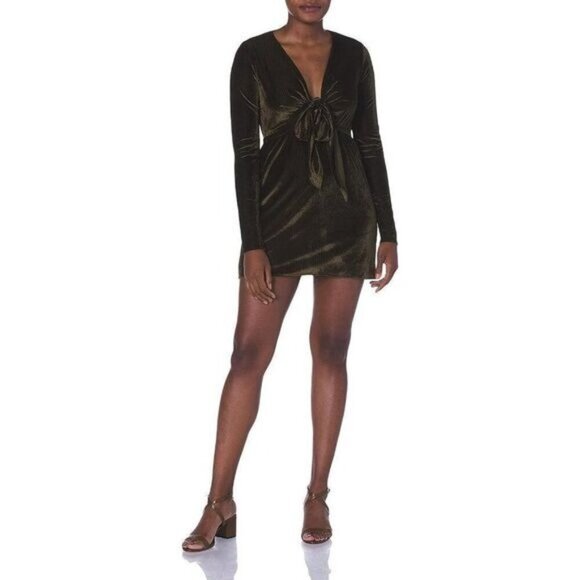 Show Me Your Mumu Monroe  Mini Dress Velvet Rib Pine Medium - Picture 1 of 6